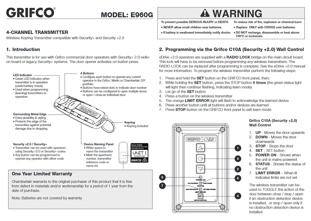 Genuine Grifco Remote E960G.webp
