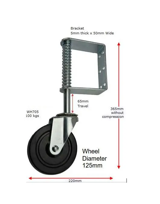 Jockey Wheel Swing Gate Support 125mm Dia for Gate Max 100 kg.webp