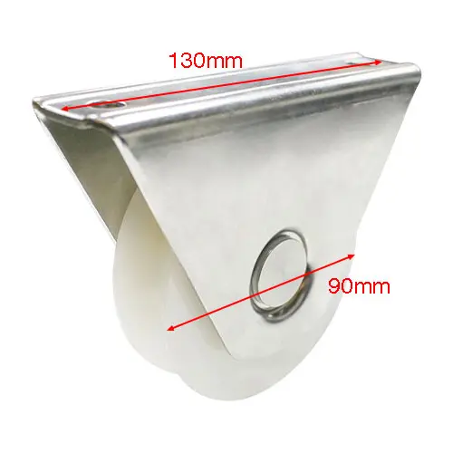 Sliding Gate External Wheel-Rollers for U Groove White Nylon 90mm Stainless Steel Bracket (1).webp