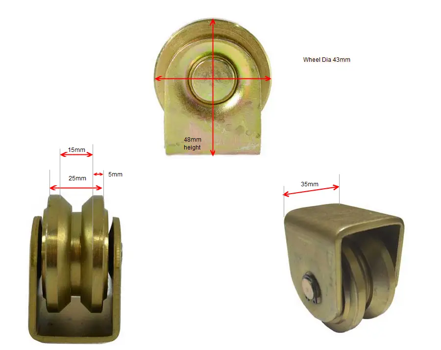 Sliding Gate Wheel V Groove Double bearing 45mm Dia.webp