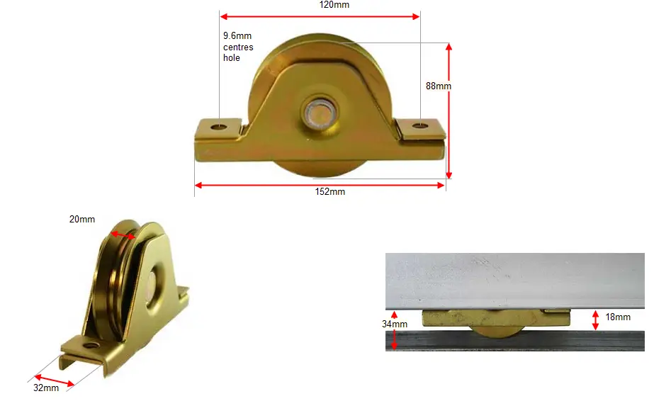 Sliding Gate Wheel V Groove 90mm Double bearing - Italian Made.webp