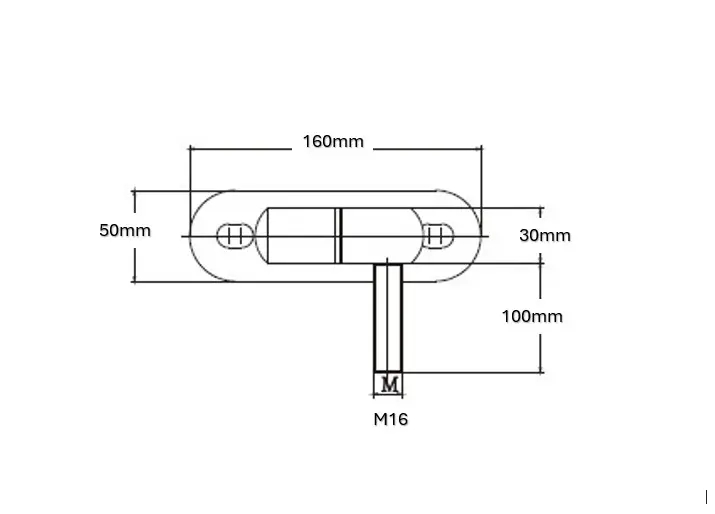 Adjustable Bolt-On Gudgeon and Trunnion Hinges - Black, 120x16mm - Pair.webp