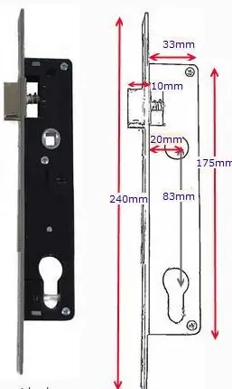 Swing Gate Mortise lock Euro Cylinder 20mm Backset in Chrome Face.webp