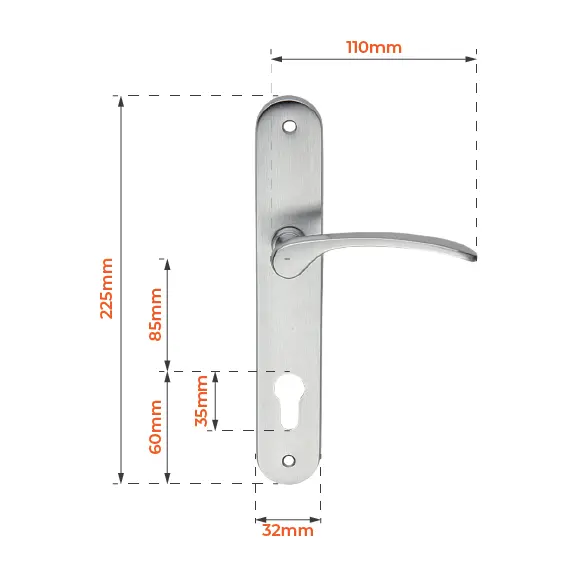 Swing Gate Lever Handle Euro Lock Set - Chrome Finished.webp