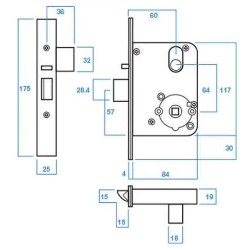 Mortice Lock - Lockwood 3572 Primary mortice, 60mm backset, Satin Chrome.webp