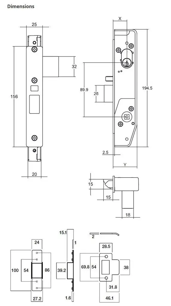 Stainless Steel Mortice Lock - Lockwood 3782 Short 23mm Backset Universal Mortice Locks.webp