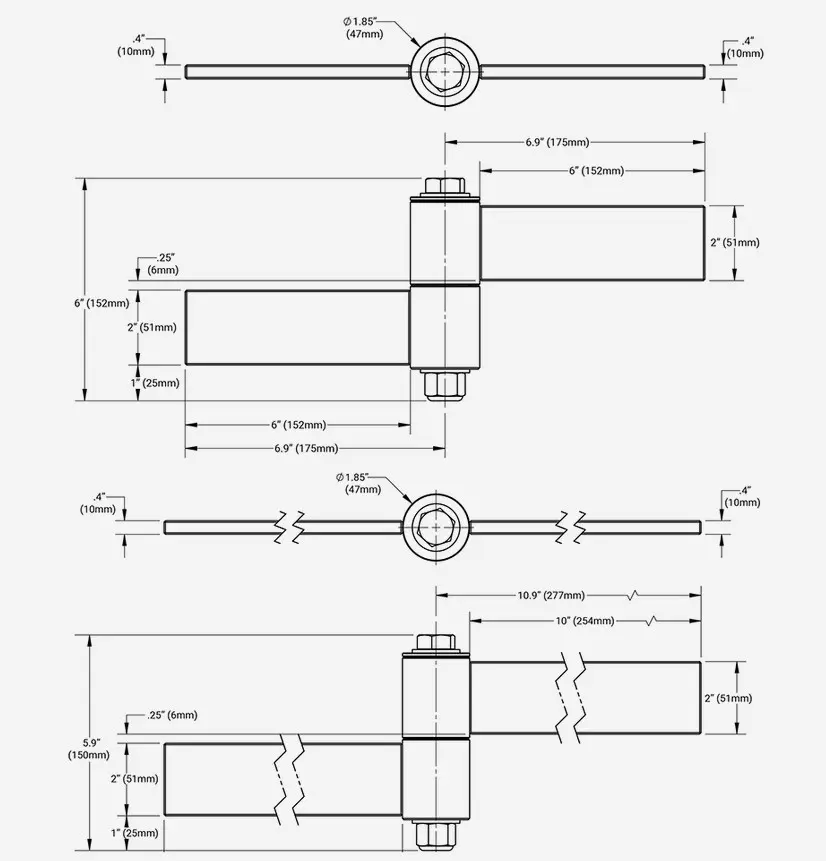 Heavy Duty Weld On Strap Hinges 152mm BadAss - Each (1).webp