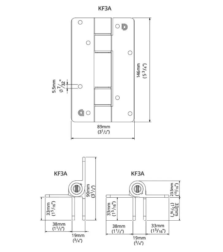 Kwikfit Aluminium Hinges Wall to Gate Self Closing - pair (1).webp