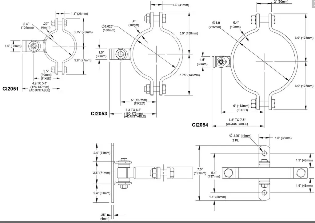 Round to Square Post & Gate 100mm Badass Bolt on Hinges - Each.webp