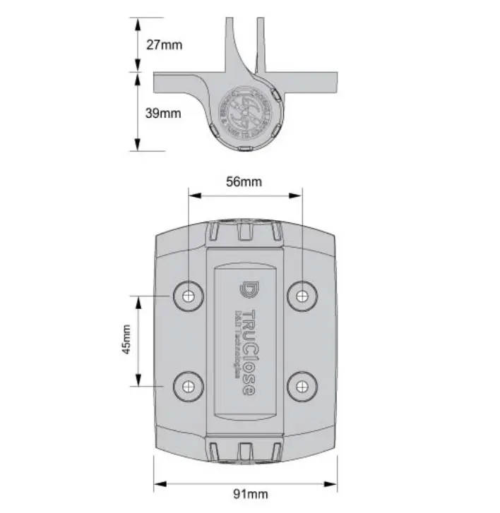 Tru Close Self Closing Hinge 2 Legs 70kg Black Trim.webp