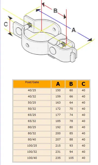 Chain fencing 2 Part  Hinge 80x40 NB  or 90x48.5mm - each.webp