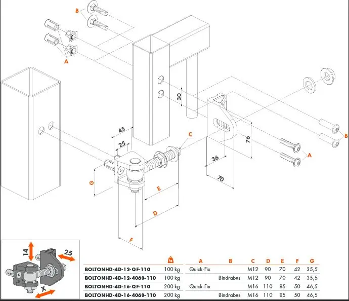 Hot Dip Galvanised Adjustable Swing Gate Hinge 110mm long neck 180° Bolt-on 4D 16mm pin.webp