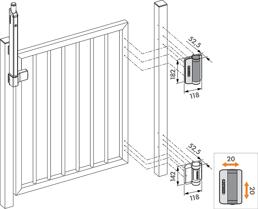 Caracal Hydraulic 180 gate closer and spring hinge - Locinox (1).webp