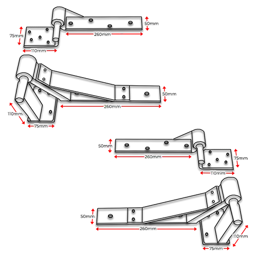 Heavy Duty Rising hinges or Up Hill Hinges Type A for Swing Gates- Both (LH & RH) (1).webp