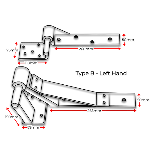 Swing Gate Rising Hinge or Up Hill Hinge Type B  Left hand Side.webp