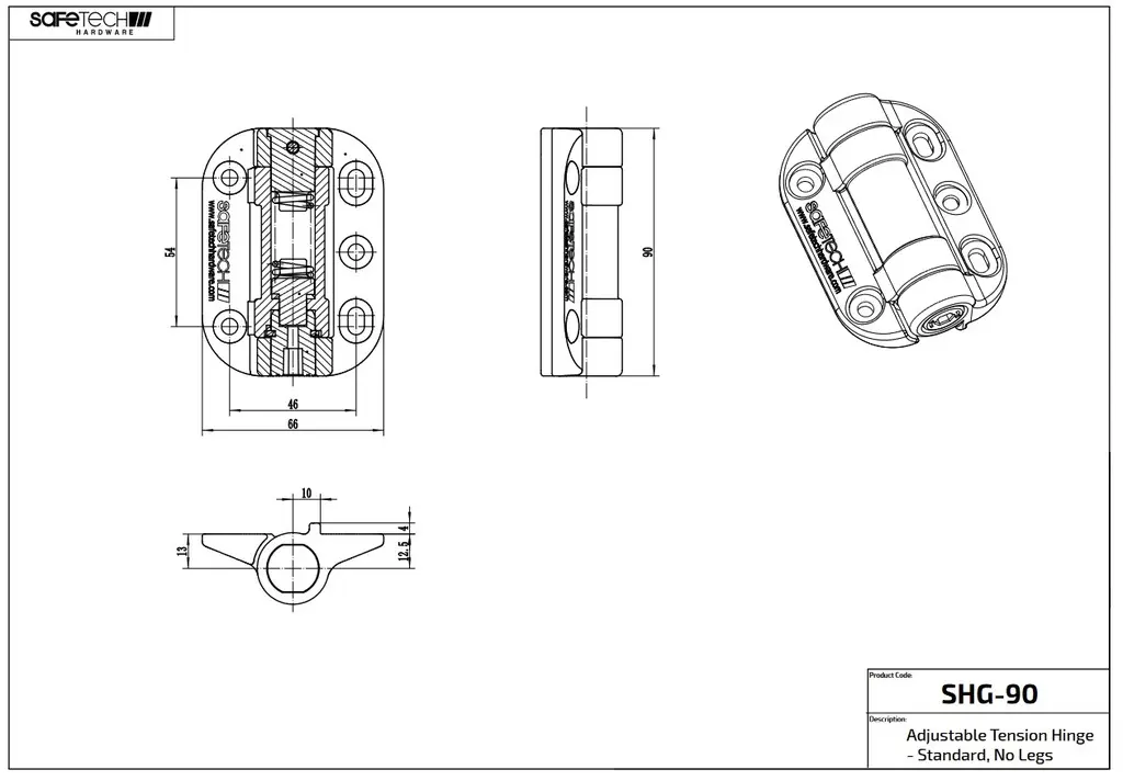 Safe T Self Closing Gate Hinge With Alignment Legs for gate up to 45kg Pair.webp