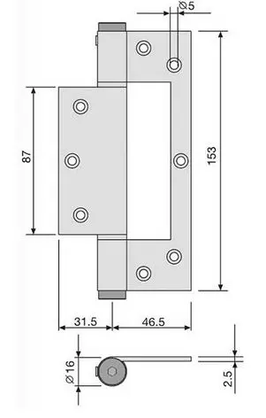 Self Closing Stainless Steel Interleaf Hinge Single Action - 1 hinges.webp