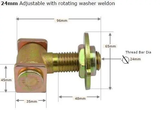 Swing Gate Hinge Adjustable 24mm pin with Rotating - pair (4).webp