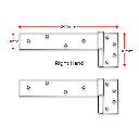 Steel Strap Timber Gate Hinge 300x50mm 14mm RH (Zinc) - pair.webp