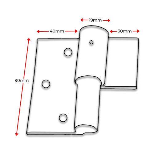 Swing gate Steel Zinc Weld to Screw hinge 19mm Lockable LH - pair- Zinc plated.webp