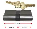 Viro Italian Euro Double Cylinder-Key Barrel 70mm- Satin Chrome Key alike.webp