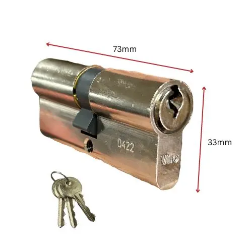 Viro Euro Key Barrel, 70mm Full Cylinder, Keyed Different - Bright Chrome.webp