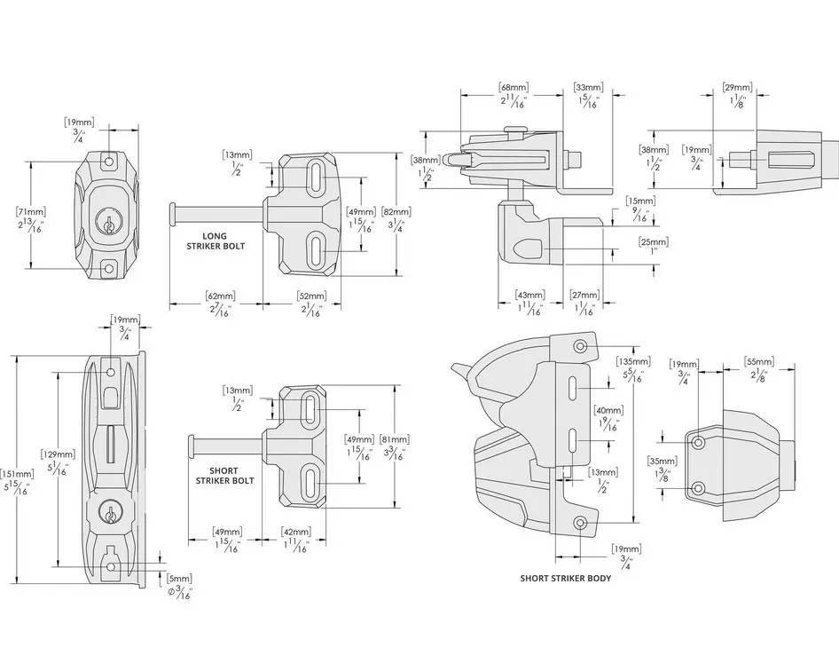 D&D LokkLatch Deluxe Gate Latch- Black, Double Sided, Keyed Alike (1).webp