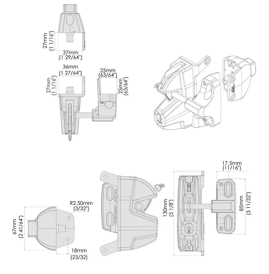 Lokk Latch Plus security gate latch- Keyed Different for 25x25mm Post.webp