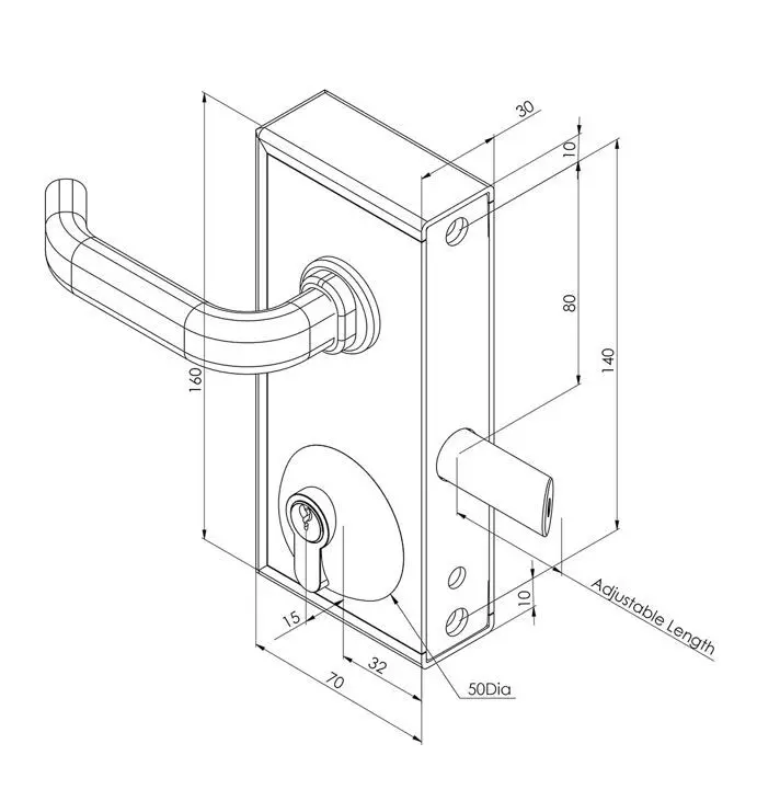 Gate Lock Super Lock key both sided to fit 10-30mm gate frame.webp