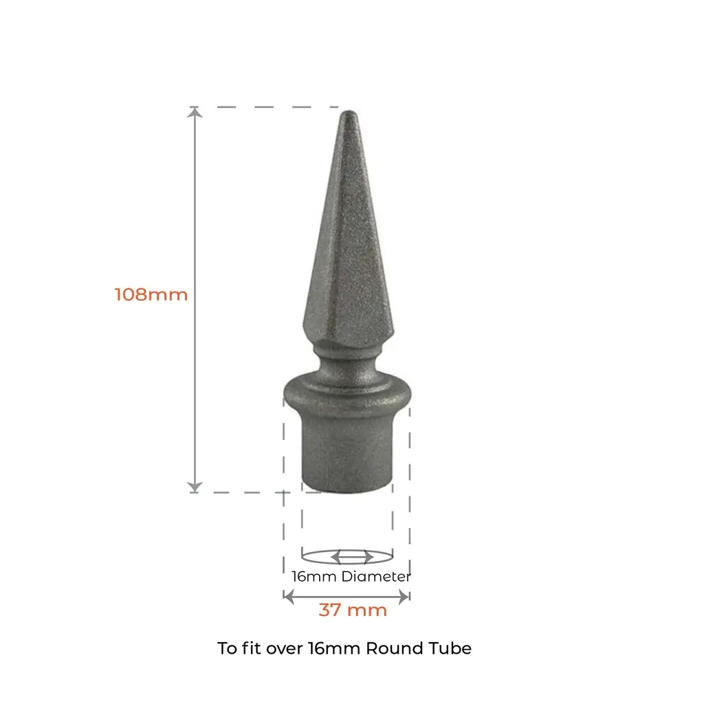 Aluminium Fence Spear_ Jack female to fit over 16 mm Round Tube.webp