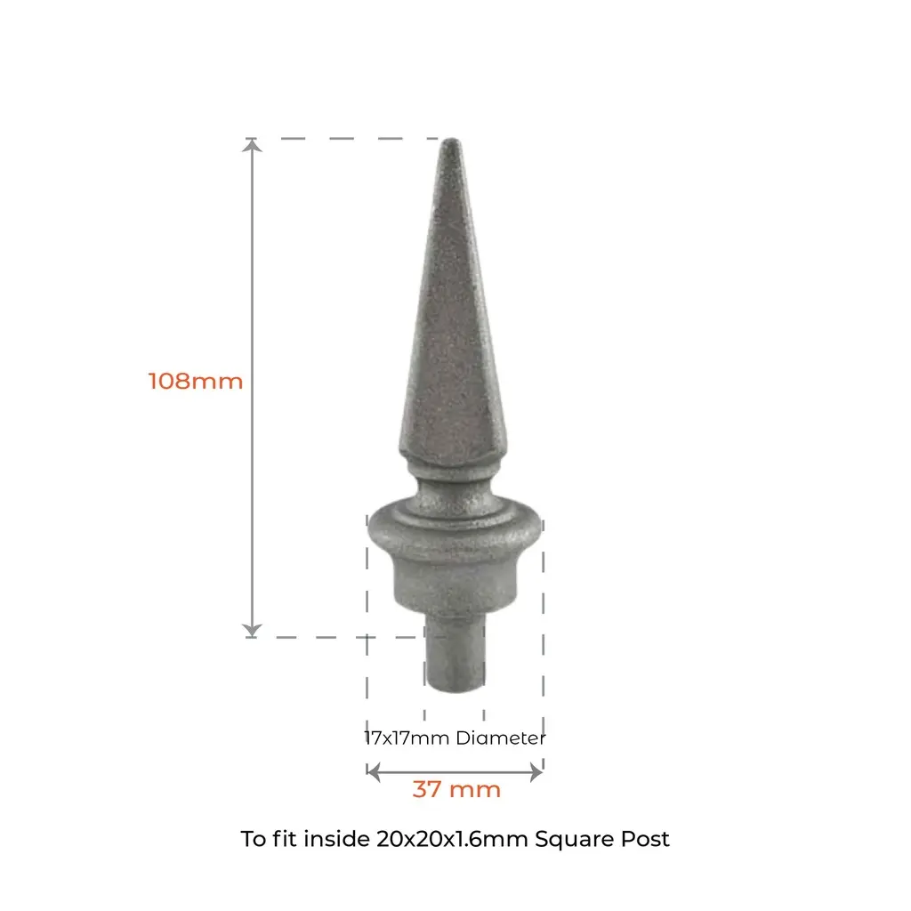 Aluminium Spear Top Fence-Picket Jack male 20 mm Square.webp