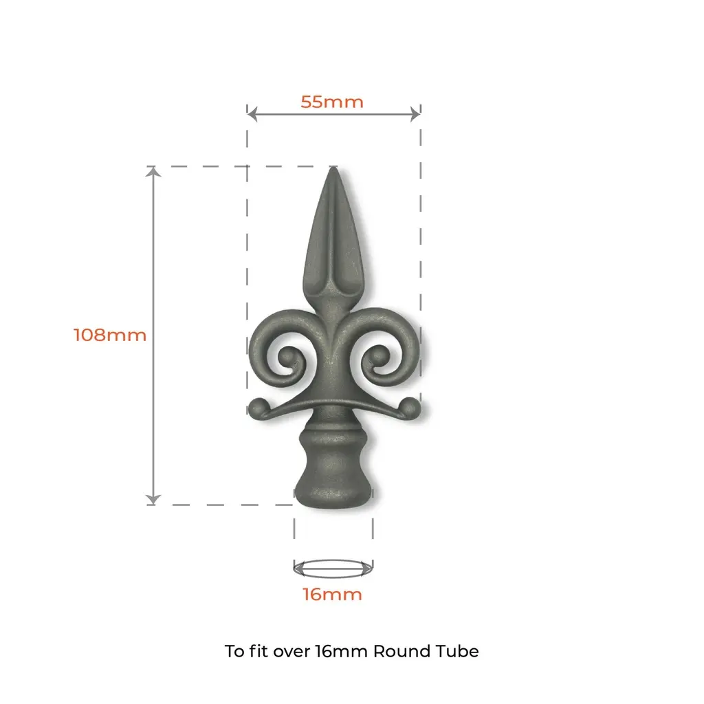 Aluminium Spear Top Jester female for Round Tube size 16mm (1).webp