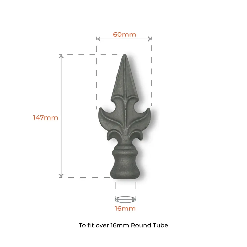 Aluminium Spear Top King female for Round tube size 16mm.webp