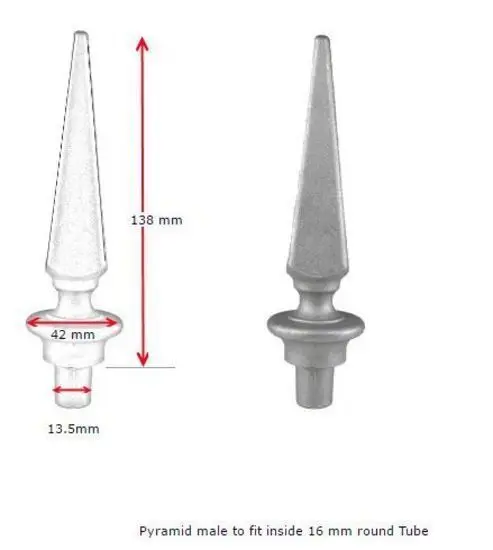 [MS773] Aluminium Fence Spear_ Pyramid Male to fit inside 16mm Round Tube.webp