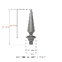 Aluminium Spear_ Pyramid Male to fit inside 25mm Square.webp