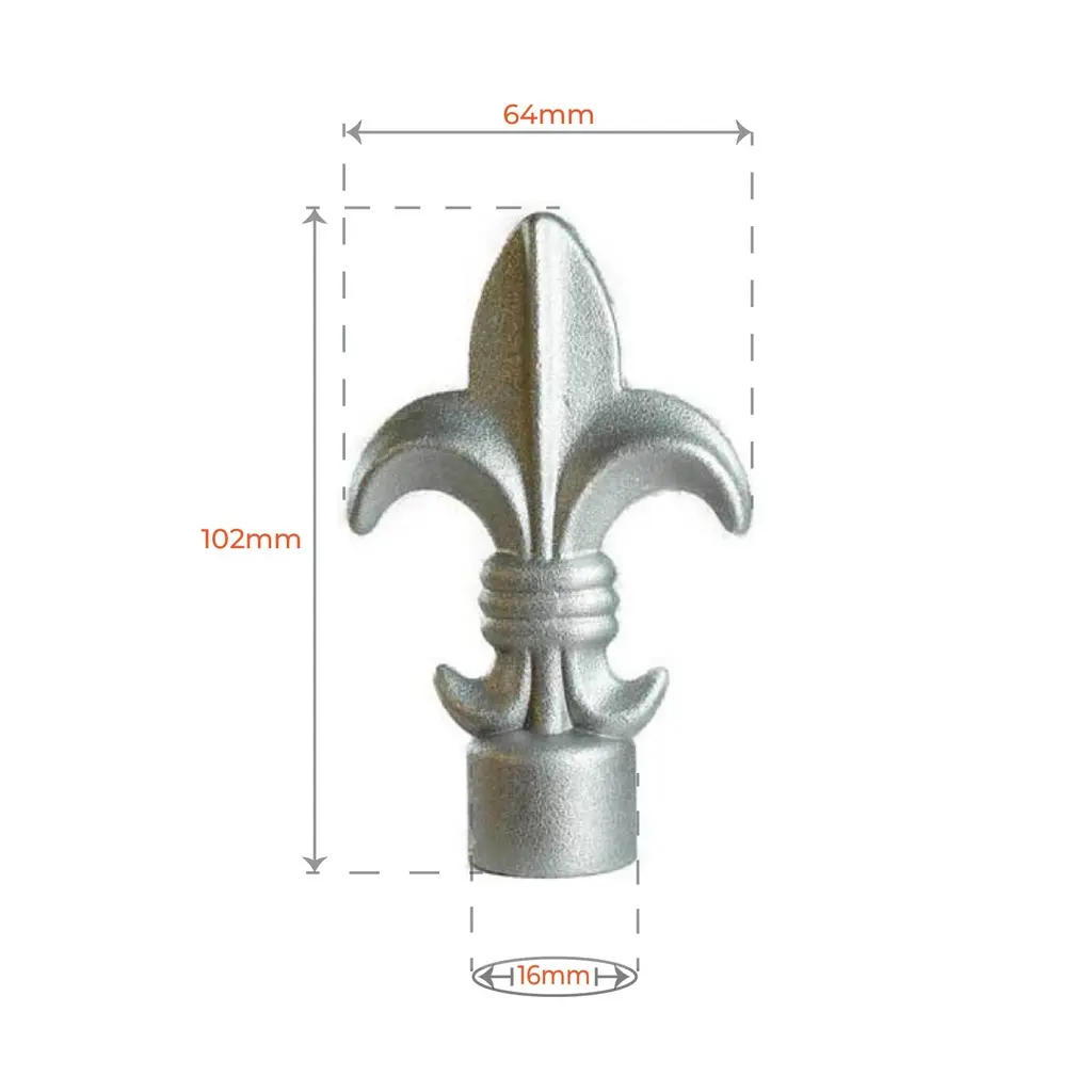 Aluminium Spear Top - Picket Fence Queen Female 16mm (2).webp