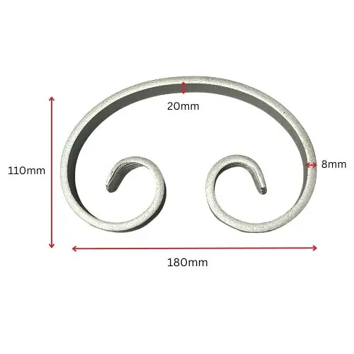 Steel C - Scroll 180mmx110mmx20mm - Zinc Plated.webp