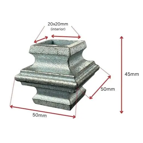 Steel Cast Knuckle 48x48mm for square 20mm Dia - Zinc Plated.webp