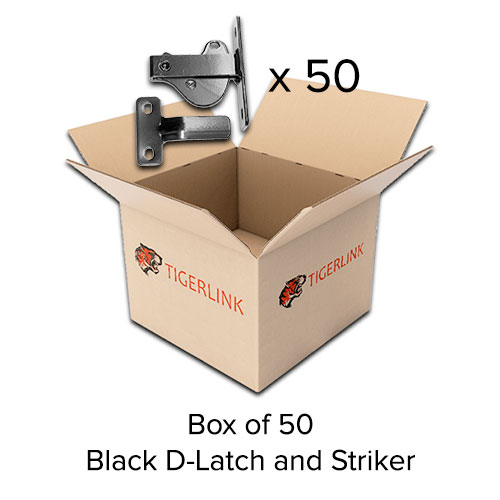 Box of 50 - Swing Gate Steel D-Latch and Striker - Black