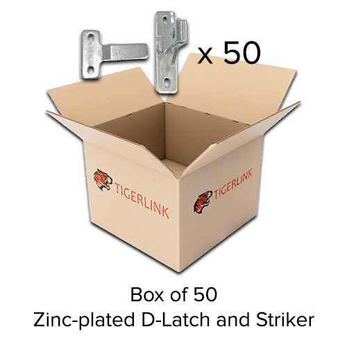 Box of 50 - Swing Gate Steel D-Latch and Striker - Zinc plated