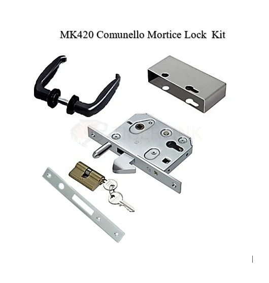[FK855] Comunello Euro Insert Mortice Lock - Complete Kit - 40x40 Frame, 65mm Backset, Silver - For Sliding Gates