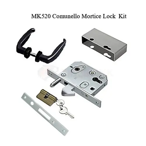 [FK856] Comunello Euro Insert Mortice Lock - Complete Kit - 50x50 Frame, 65mm Backset, Silver - For Sliding Gates