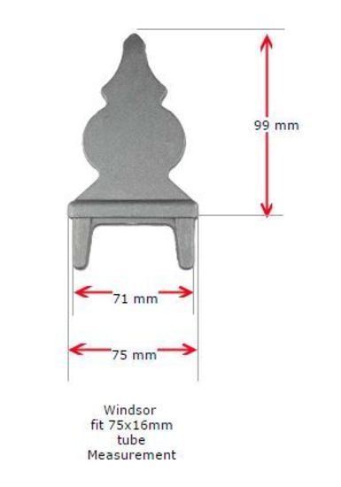 Aluminium Fence Spear: Windsor to fit inside 75x16mm RHS