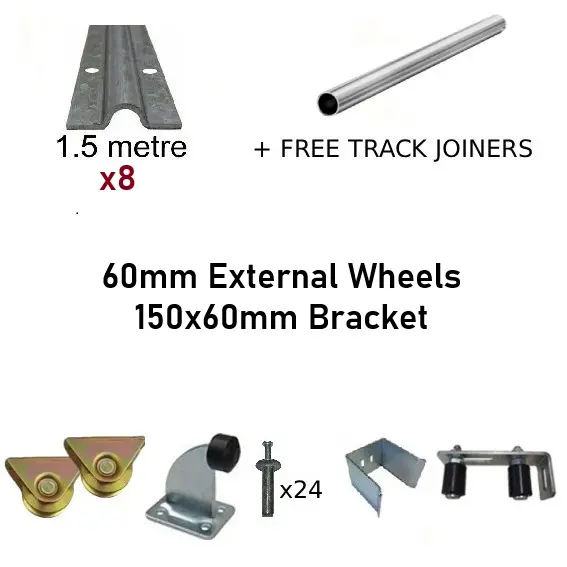 [Kit05_4] DIY Sliding Gate Kit - 60mm External Wheels x Small Bracket x 4 Tracks