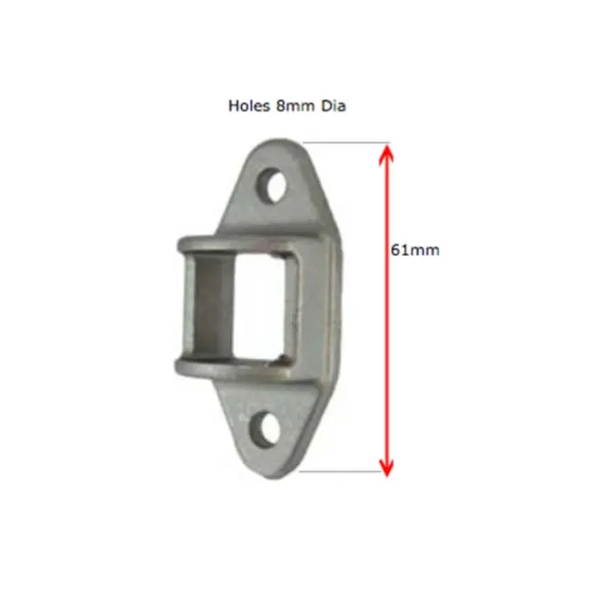 [BKRB512] Aluminium Fence Rail Bracket, 25x25mm Tube, Double Lug, 2 Hole