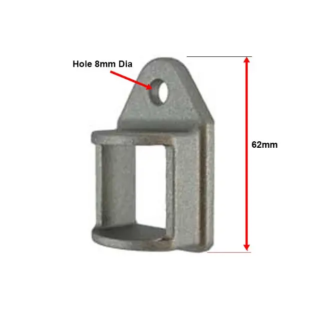 Aluminium Fence Rail Bracket, 25x25mm Tube, Single Lug, 1 Hole
