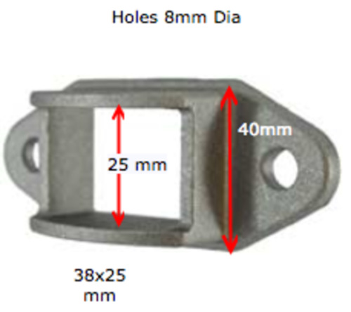 Aluminium Fencing rail Bracket for tube size 38x25 mm for Brick