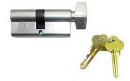 Euro Key Barrel 100mm 5 Pin keyed Cylinder C4- Satin Chrome with Turn Snib