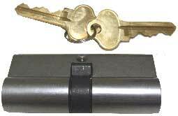 Euro Key Barrel, 70mm Full Cylinder, Keyed Different - Satin Chrome