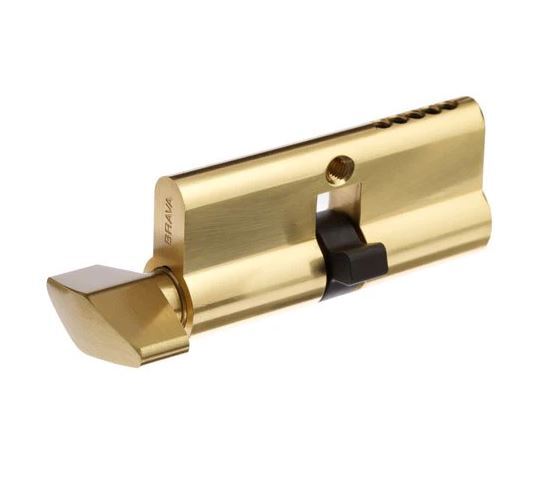 Euro Key Barrel 70mm 5 Pin keyed Cylinder C4- Satin Chrome with Turn Snib  - Brass